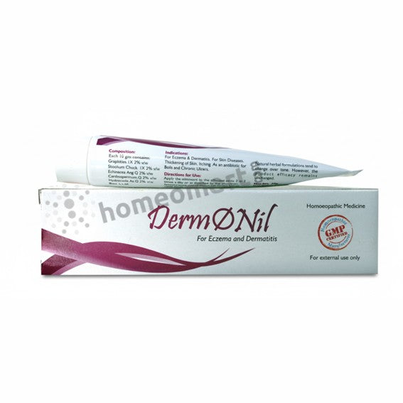 Derm Nil tube packaging on a white background