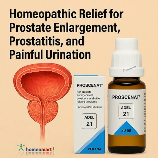 Proscenat homeopathic medicine for prostate issues on a beige background