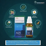 Homeopathic medicine packaging with dropper bottle and box on a dark background with herbal elements.