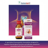 Thyrol Drops homeopathic formulation for thyroid regulation with product and packaging on a gradient background.