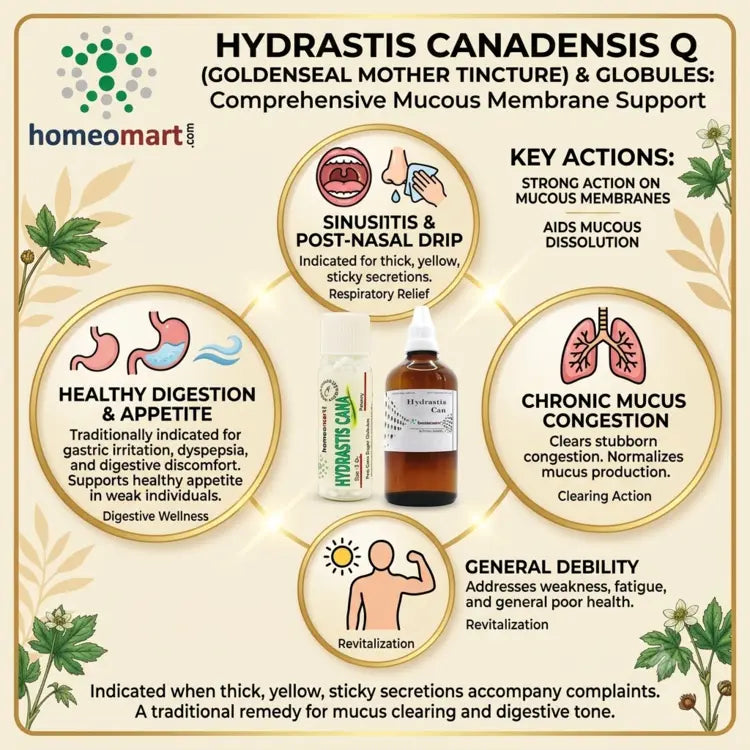 hydrastis canadensis drops, hydrastis canadensis homeopathy uses, german hydrastis canadensis q, hydrastis q for digestion and gastric wellness, homeopathic medicine for mucus congestion, goldenseal mother tincture