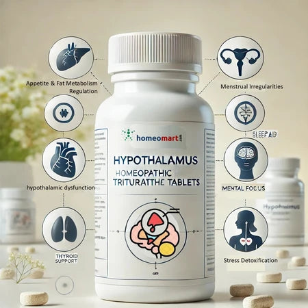 Hyothalamus homeopathy tablets benefit in menstrual irregularities, thyroid support, stress & detoxification