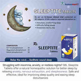 insomnia relief tablets in homeopathy, SBL Sleeptite for sleeplessness, SBL Sleeptite for restlessness, SBL Sleeptite for disturbed sleep, homeopathic support for insomnia, homeopathic tablets for difficulty sleeping, homeopathic support for stress related sleeplessness, homeopathic remedy for nervous exhaustion and sleep, homeopathic tablets for mental fatigue and sleeplessness