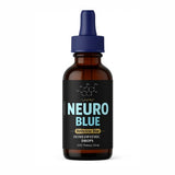 Bottle of Neuro Blue homeopathic drops on a white background