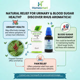 Rhus Aromatica Q, Mother Tincture, Urinary Tract Infection, UTI Support, Bladder Health, Frequent Urination, Burning Urination, Urinary Urgency, Bladder Weakness, Bedwetting, Nocturnal Enuresis, Urinary Incontinence, Diabetes Support, Blood Sugar Support, Homeopathic Mother Tincture, Homeopathy, Kidney Support, Urinary Wellness, Natural Urinary Care