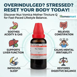 homeopathy for acidity and constipation, nux vomica drops for digestion, homeopathic medicine for liver detox, homeopathy for lifestyle disorders