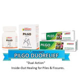 Banners and packaging of Pilgo products with 'homeomart' branding on a white background.