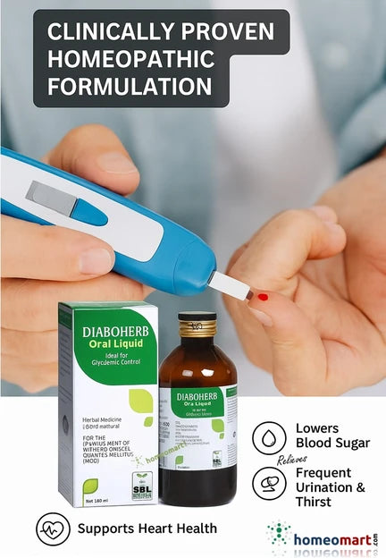 SBL Diaboherb Plus Syrup is a clinically proven homeopathic formulation designed to manage and support healthy blood sugar levels. It is specifically indicated for symptoms related to diabetes such as frequent urination, increased thirst, increased appetite, and diabetes-related cardiovascular issues. 
