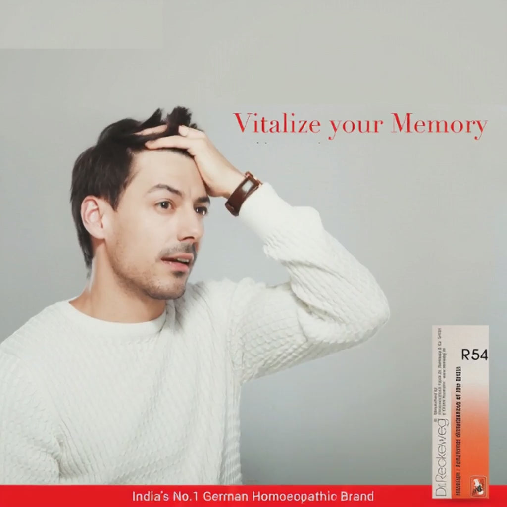 15 second video showing adult male having memory recollection issue, a lady with several posi it stickers for forgetting tasks with homeopathy medicines in background