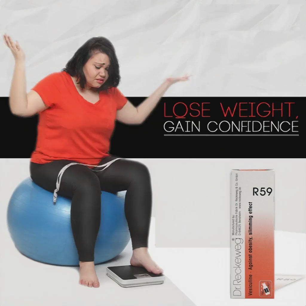 a 17 second video showing a woman in gym and a man on treadmill diasppointed with weight loss failure. Homeopathy weight loss products shown in background