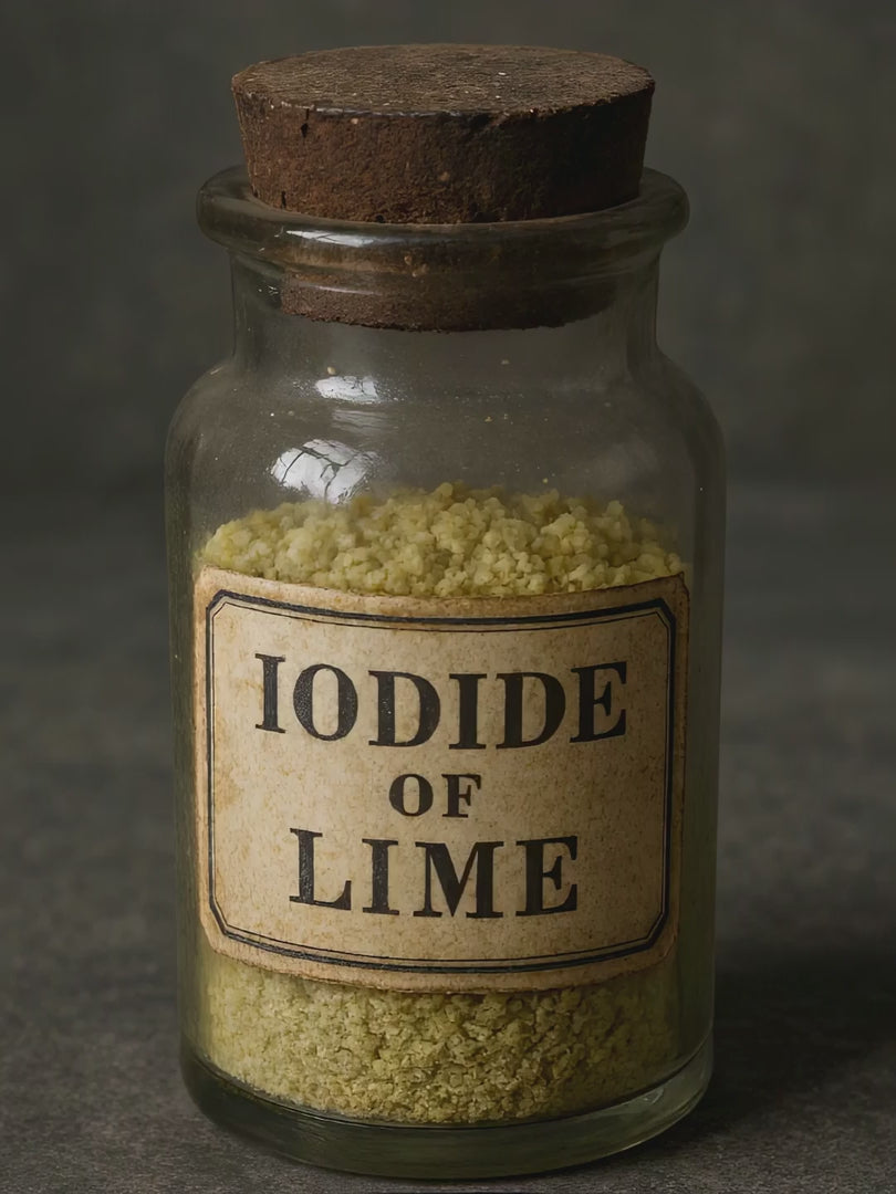 vintage bottle of homeopathic calcarea iodata and brief benefits explained