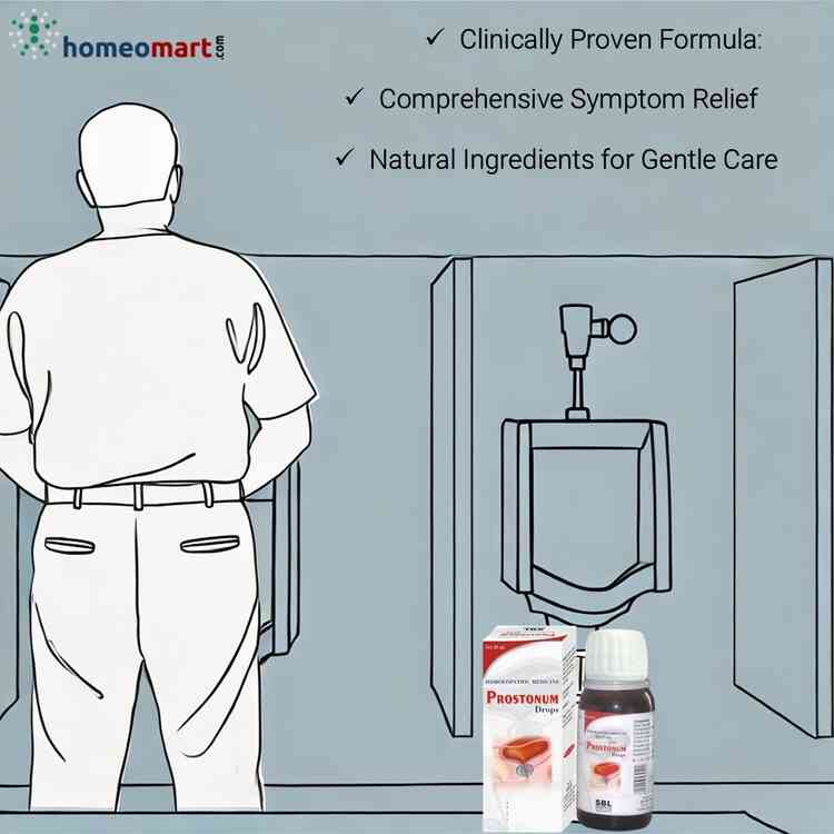 homeopathic support for incomplete bladder emptying, BPH urinary symptoms in older men, homeopathic drops for nighttime urination, SBL Prostonum Homeopathy Drops for Enlarged Prostate, BPH