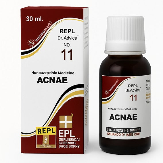 ACNAE bottle and packaging with 'REPL Dr. Advice' branding on a white background