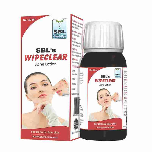 Wipeclear Acne Lotion treats acne, pimples, blackheads, and skin irritations