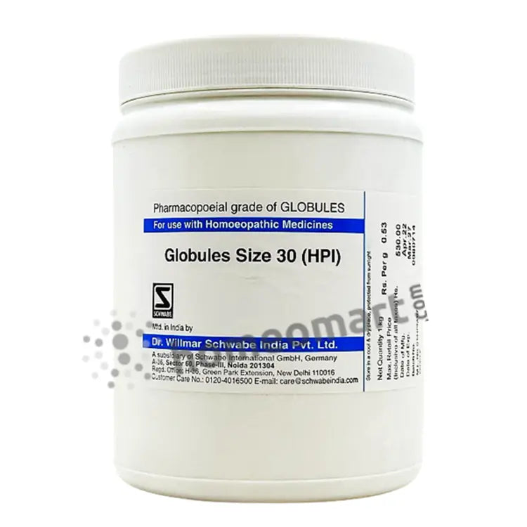 Homeopathy Globules size 30 box with label