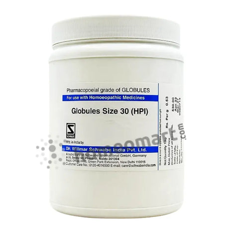 Homeopathy Globules size 30 box with label