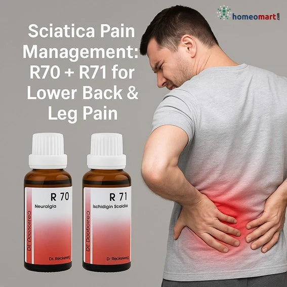 R70 addresses the root cause of nerve inflammation, while R71 specifically targets the sciatic nerve, reducing pain, numbness, and stiffness in the lower limbs. This combo is particularly useful in managing pain aggravated by movement or sitting for long periods.