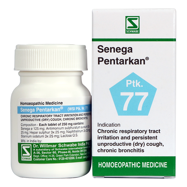 Schwabe Senega Pentarkan tablets for dry cough, bronchitis, respiratory tract irritation