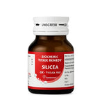 Bottle of Biochemic Tissue Remedy Silicea 6X for fistula on a white background
