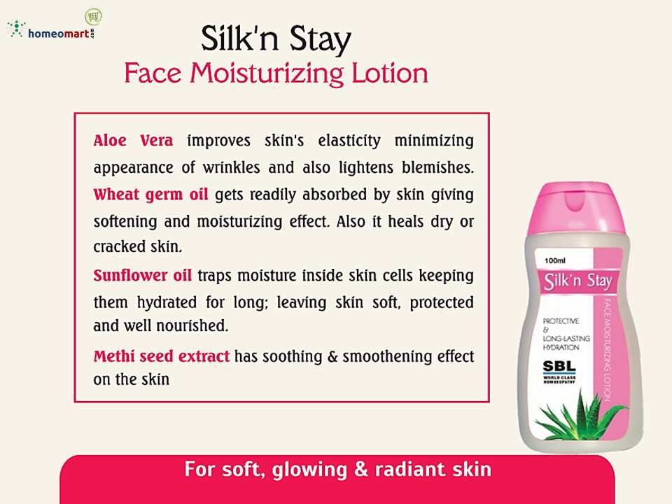 Info on SBL's Silk'n Stay face moisturizing lotion