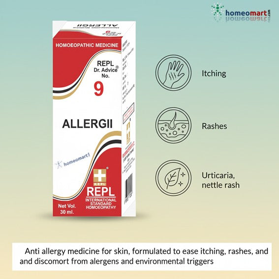 Find fast-acting relief with REPL 9 Drops, the anti allergy medicine for skin