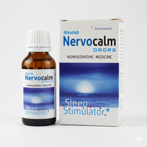 Nervocalm drops bottle and packaging on a white background
