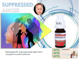 Bottle of Staphysagria homeopathic medicine with colorful graphic and silhouette illustration of arguing couple on a white background.