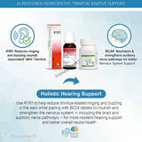 Dr. Reckeweg homeopathy products for tinnitus and nerve support on a light blue background.