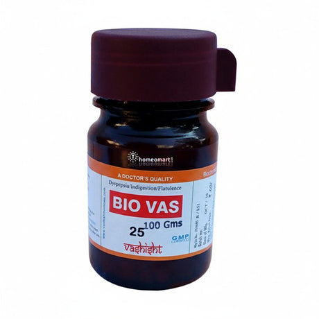 Bottle labeled 'Bio Vas' with a purple cap on a white background