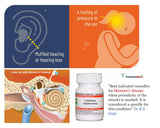 Homeopathic remedy for Meniere's disease with illustrations and text on a white background