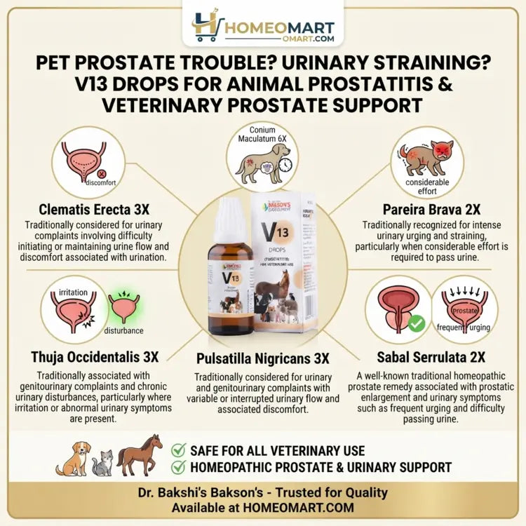 homeopathic drops for prostatitis in animals, homeopathic support for animal prostate problems, veterinary drops for prostatic complaints, homeopathic support for difficult urination in animals, drops for frequent urination in animals, homeopathic drops for urinary straining, veterinary support for urine passed in drops,