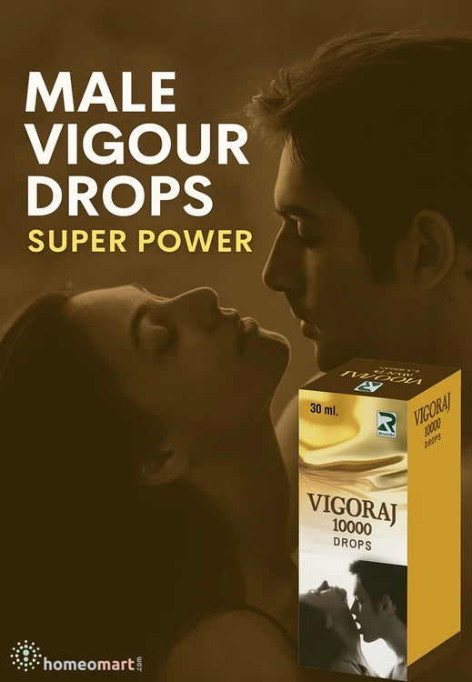 Advertisement for Vigoraj 10000 drops with a couple embracing, featuring the product packaging.