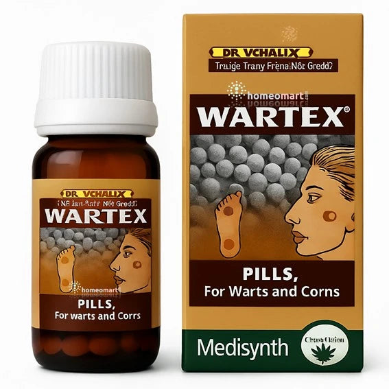Wartex pills bottle and packaging on a white background