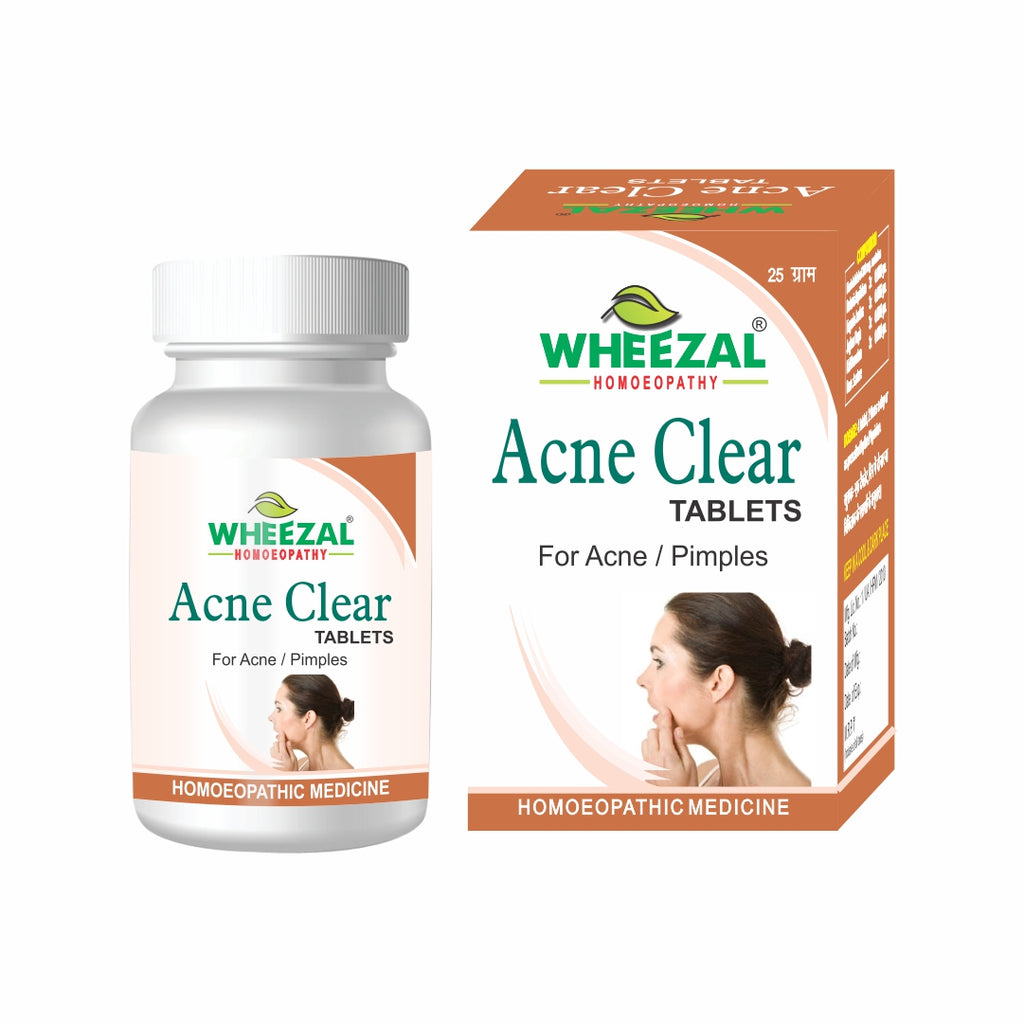 Wheezal Homeopathy Acne Clear Tablets for acne, white heads, blackheads