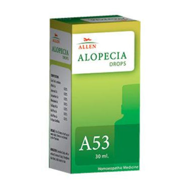 Allen A53 Alopecia Drops help prevent hair loss, strengthen roots, and promote hair growth. A safe & effective homeopathic remedy for baldness. Available in 30ml.