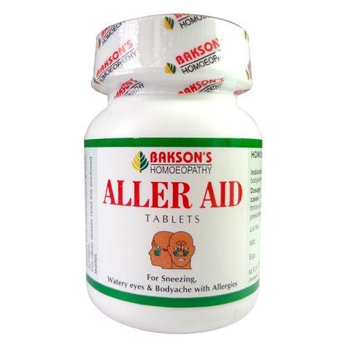 Bakson Aller Aid Tablets for allergic rhinitis indicated for running nose, sneezing, watery eyes, sinusitis, fever and body ache due to allergies.