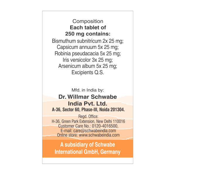 Schwabe Alpha Acid Tablets homeopathy ingredients.