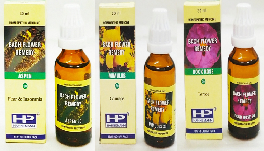 Hahnemann Bach Flower Remedy Mix Aspen, Mimulus, Rock Rose for Anxiety, Nervousness