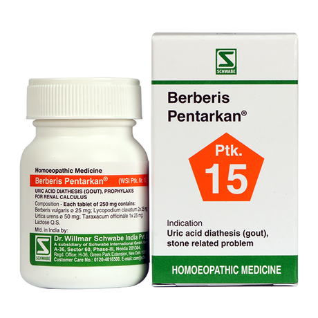 Schwabe Berberis Pentarkan tablets new carton pack homeopathy for high uric acid, kidney stones