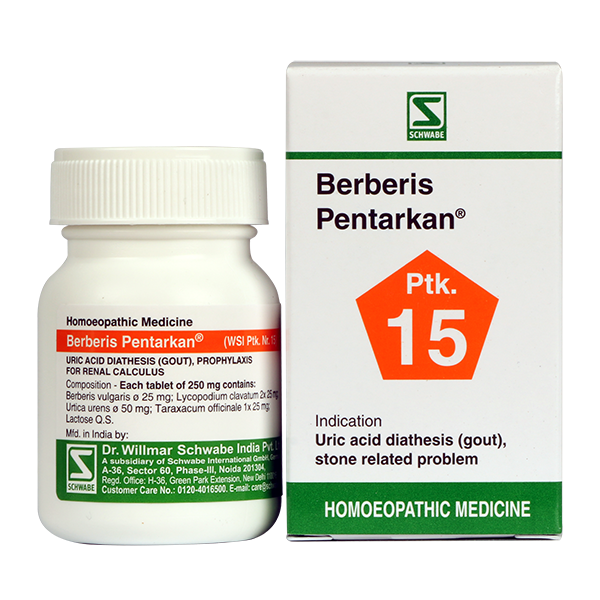Schwabe Berberis Pentarkan tablets new carton pack homeopathy for high uric acid, kidney stones