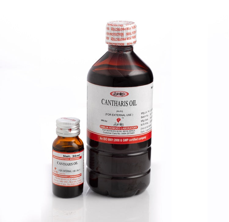 Homeopathy Similia Cantharis Oil for burns scars skin eruptions 