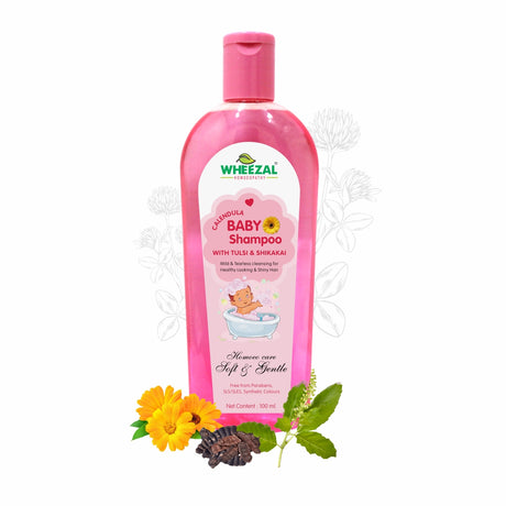 Wheezal Homeopathy Calendula Baby Shampoo With Tulsi & Shikakai 