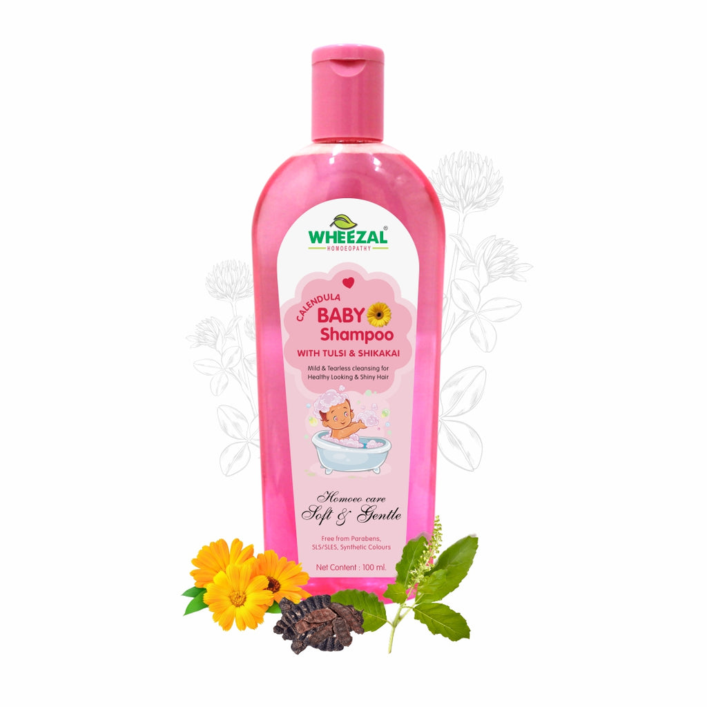 Wheezal Homeopathy Calendula Baby Shampoo With Tulsi & Shikakai 