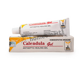 A tube of SBL Calendula Antiseptic Healing Gel next to its packaging box.