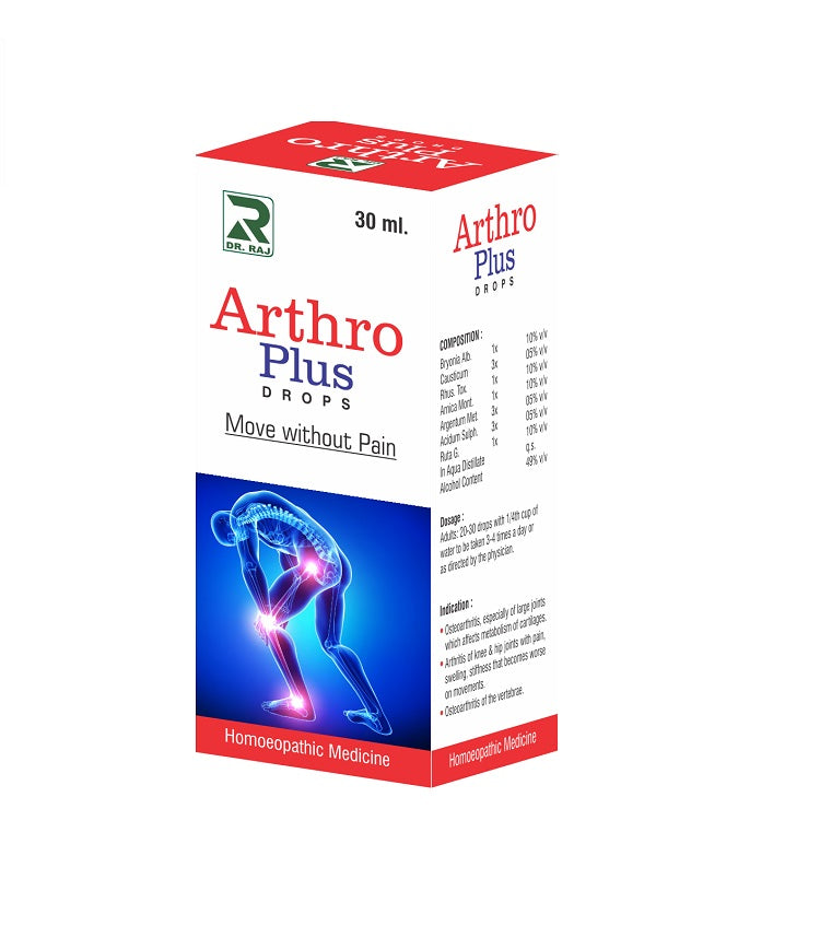 Dr Raj Arthro Plus Homeopathy Drops for Osteoarthritis, Arthritis of Knee, Hip & joints