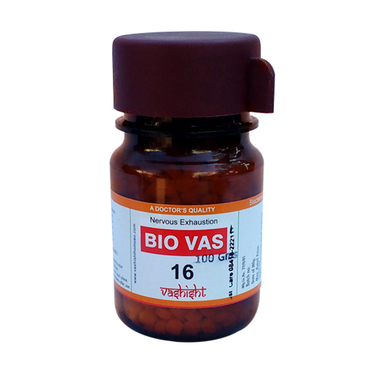 Dr.Vashisht Biocombination Bio Vas 16 (BC16), Homeopathy Nervous Exhaustion Medicine