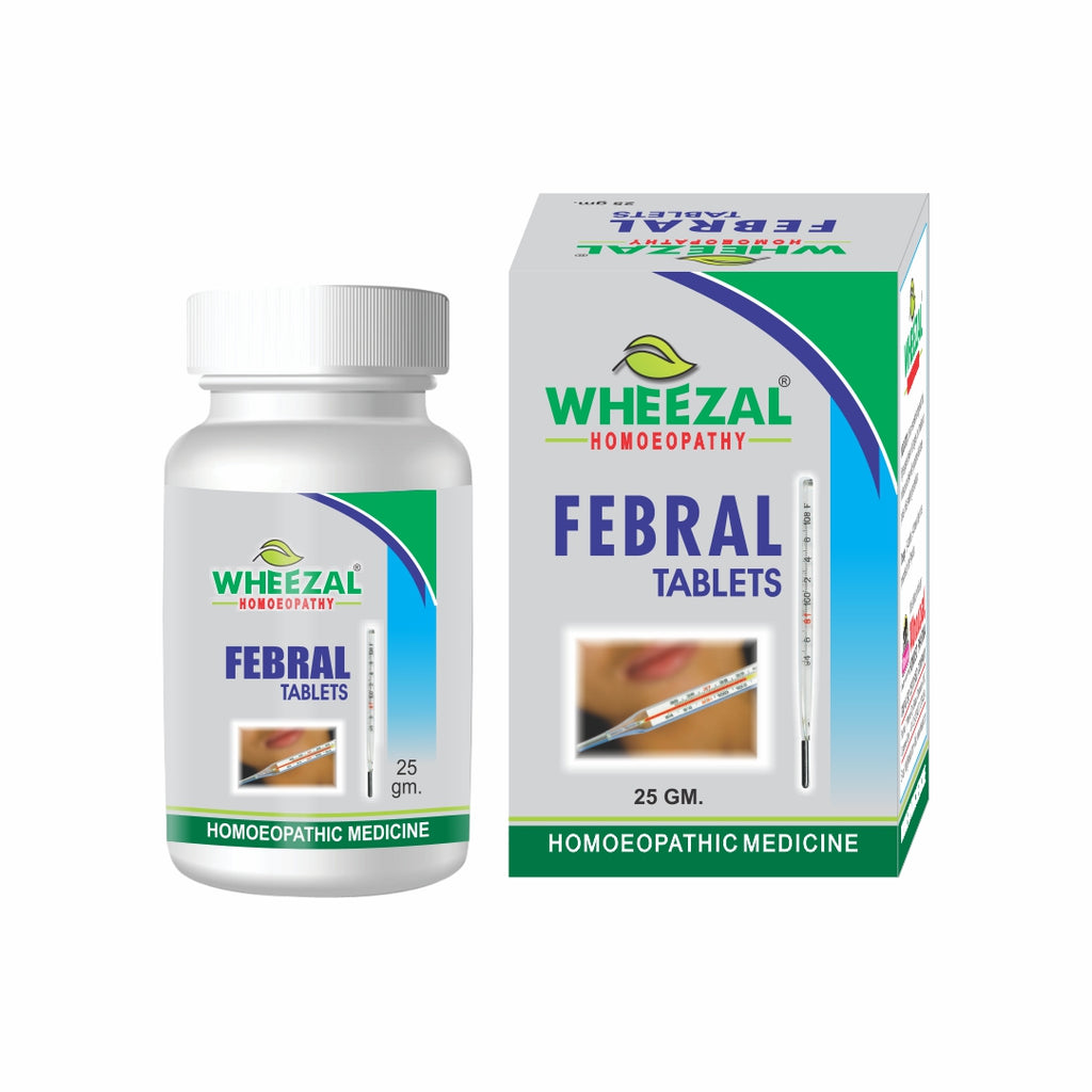 Wheezal Homeopathy Febral Tablets, Fever, Typhoid, Influenza