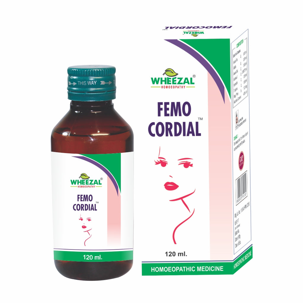 Wheezal Homeopathy Femo Cordial Syrup for leucorrhoea, menstrual complaints