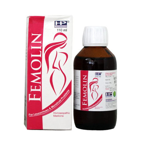 Buy Femolin Tonic 110 ml for leucorrhoea, painful or irregular periods. A homeopathic uterine tonic for women’s wellness & hormonal balance.