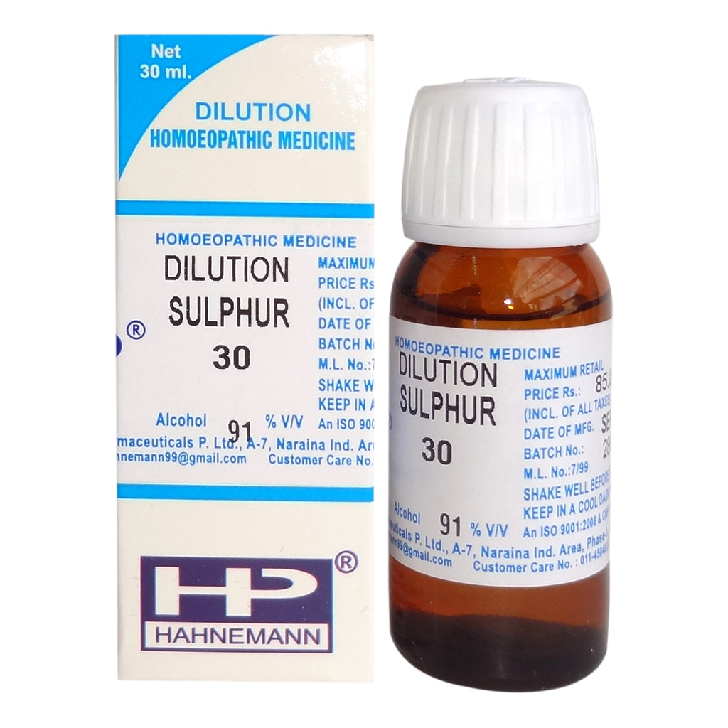 Hahnemann Sulphur Homeopathy Dilution 6C, 30C, 200C, 1M, 10M